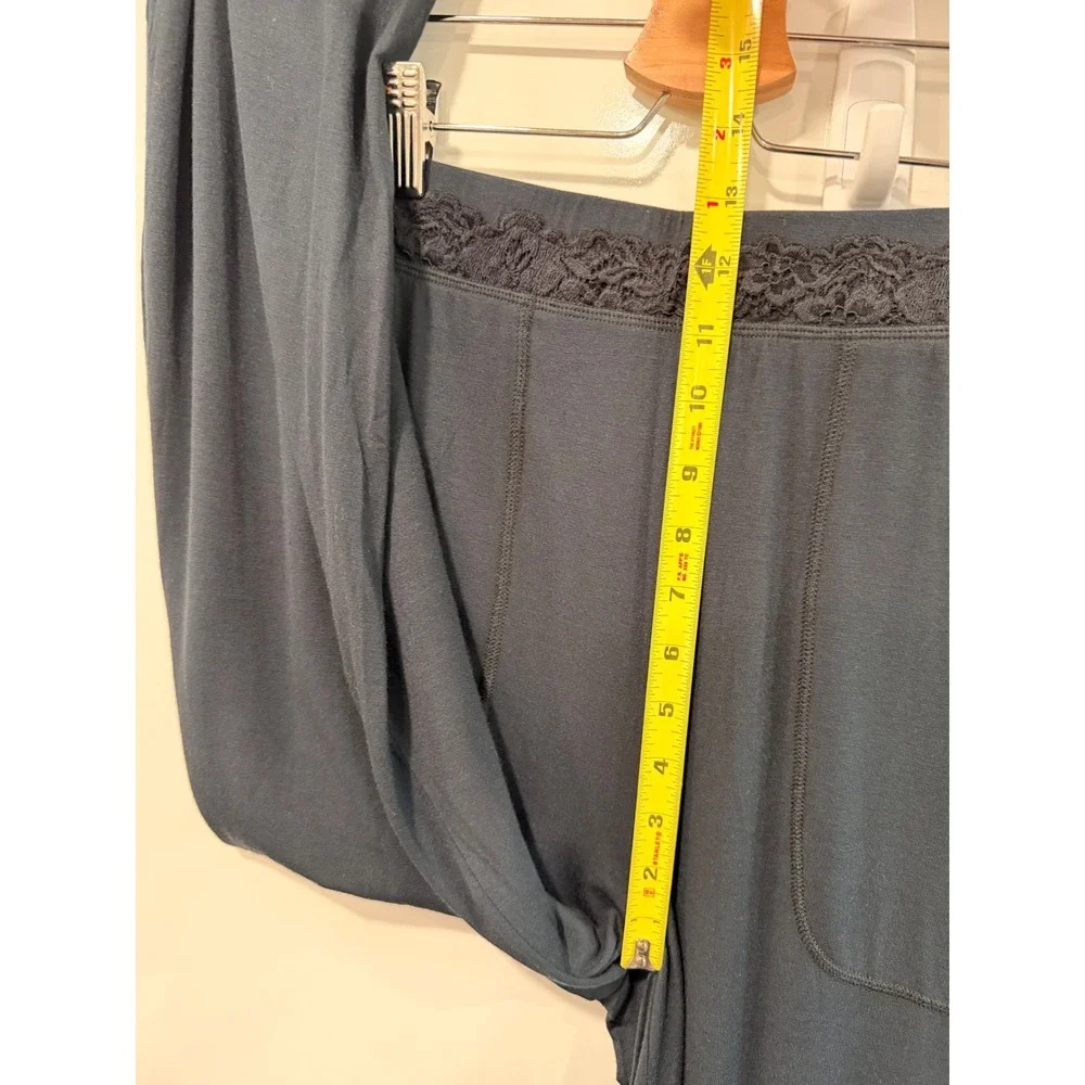 Free People Intimately Black Lace Trim‎ Wide Leg Lounge Pants XS